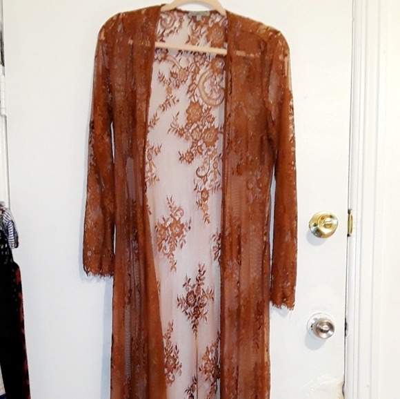 orange lace cardigan